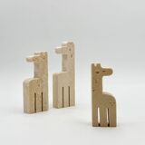 Set of Three Vintage Italian Travertine Animal Sculptures