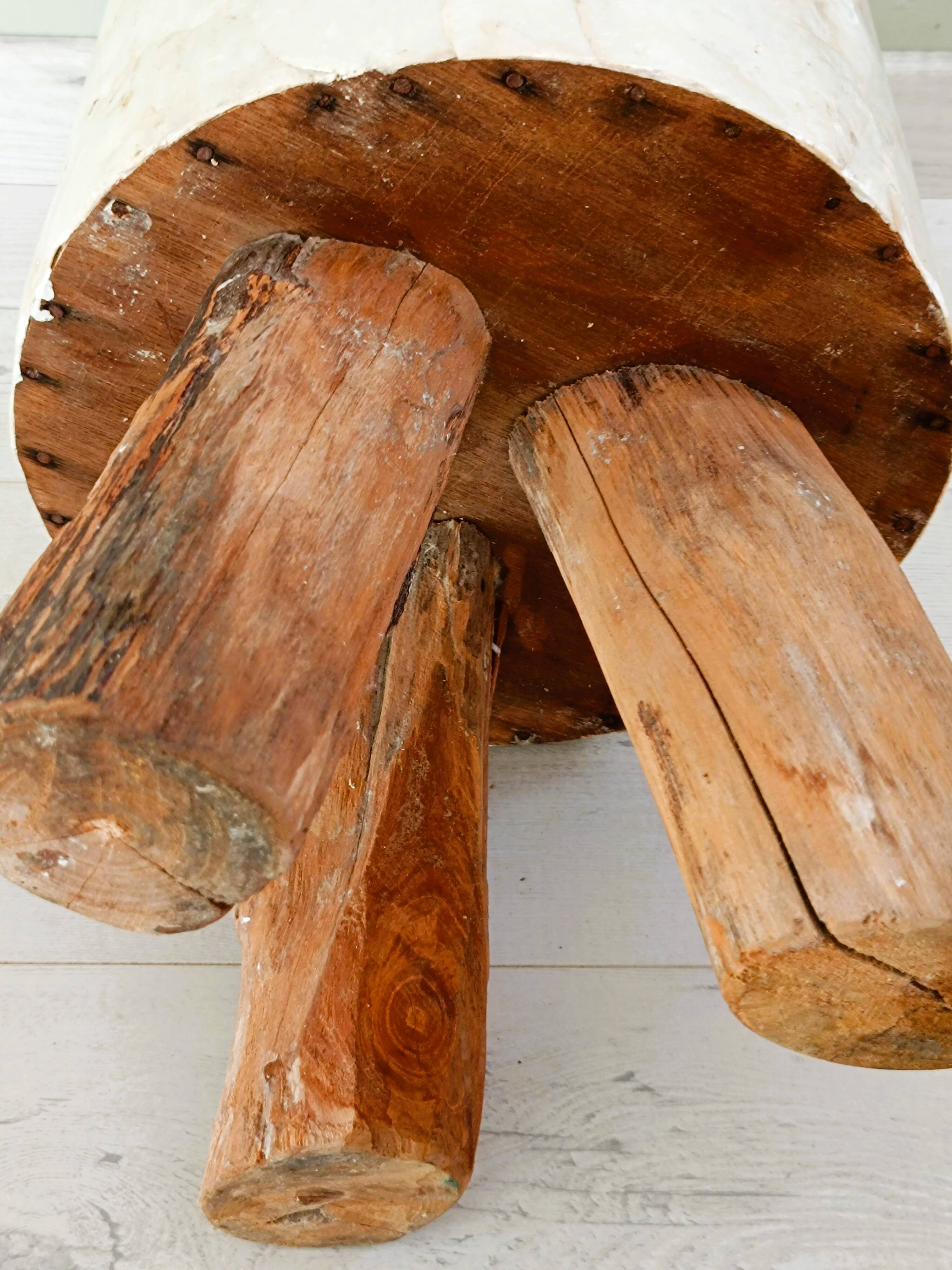 Capiz Tripod Round Stool