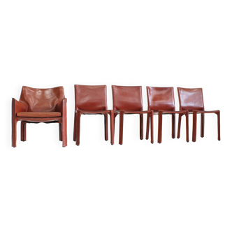 Chaises de salle à manger Cab 412 + 414 de Mario Bellini pour Cassina, Italie, lot de 5