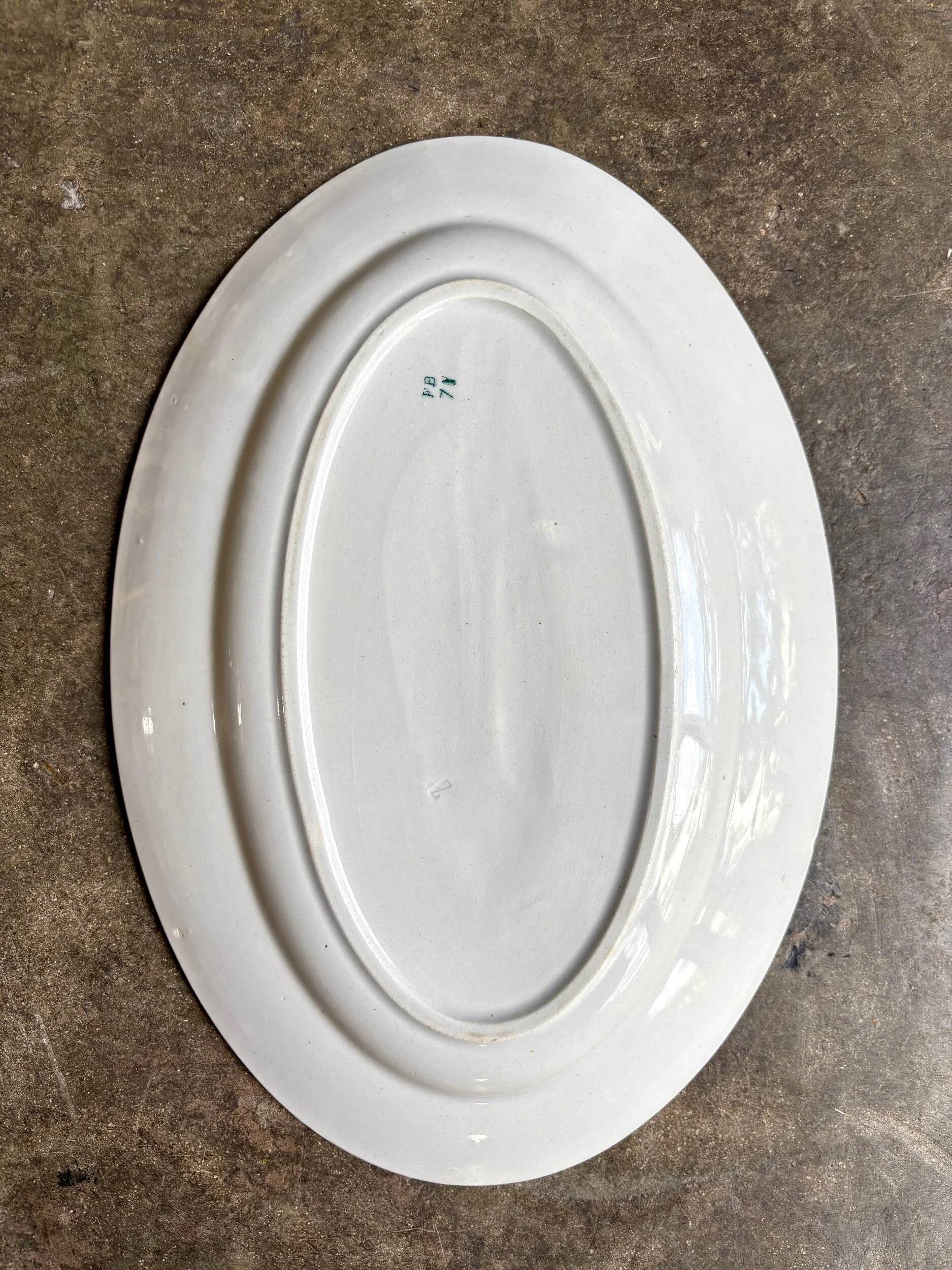 Oval dish in burgundy ironstone