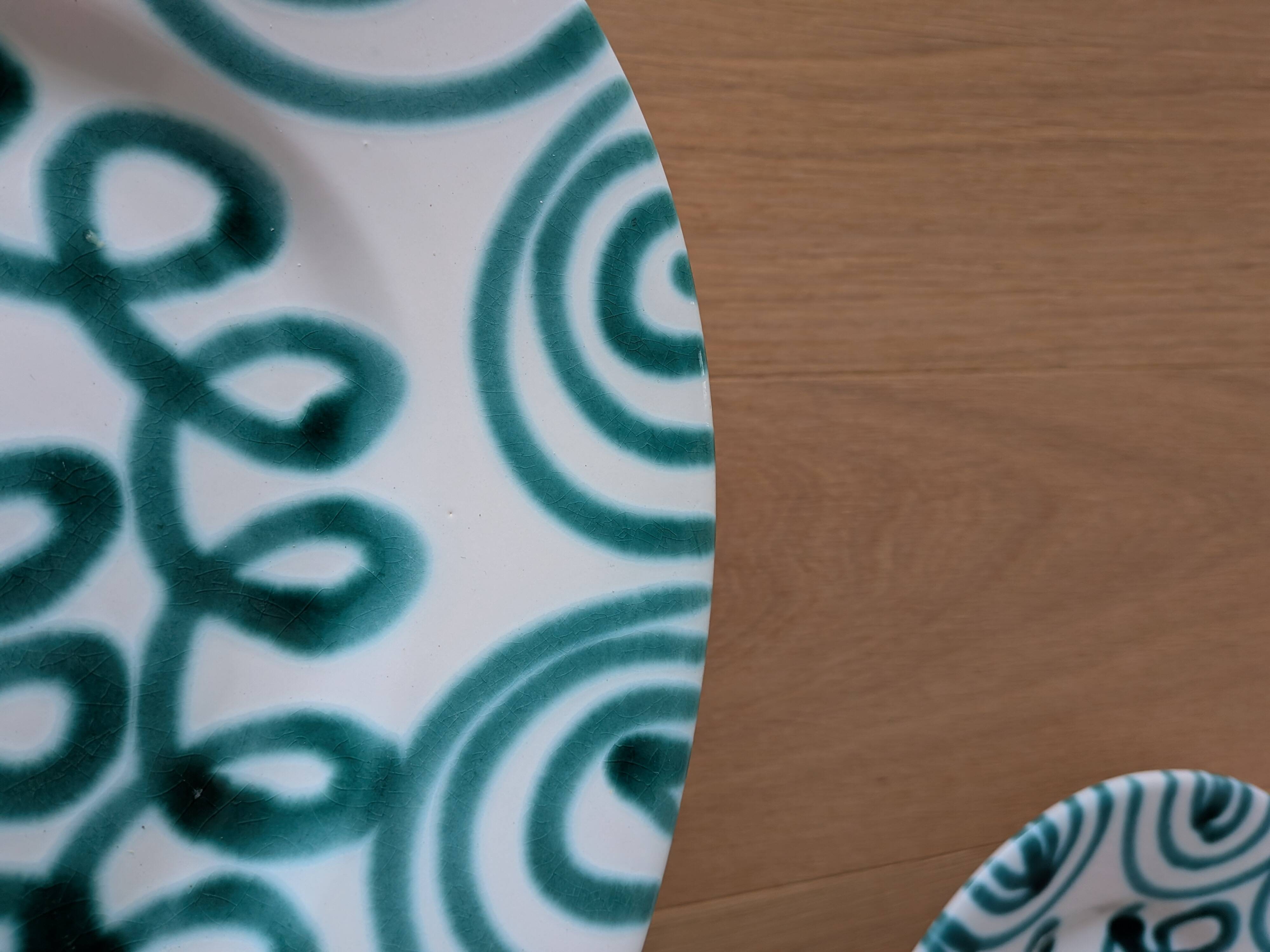 Vintage Gmundner Keramik Serving Oval Plate / Austria / Green Flamed / 2