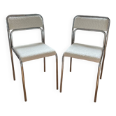 Pair of chrome bouclette chairs