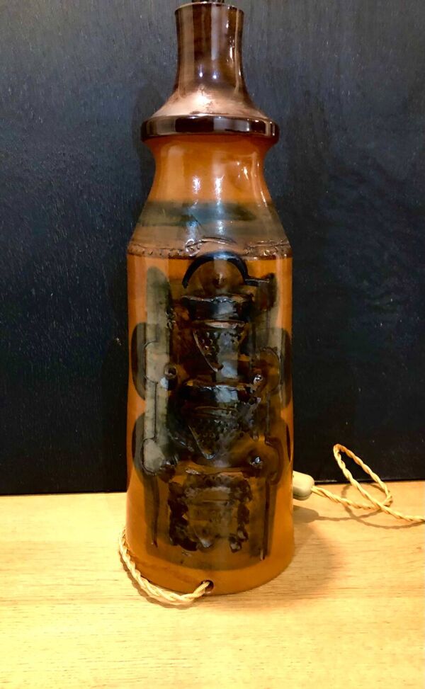 Grande lampe céramique danoise 1960 signée hanne