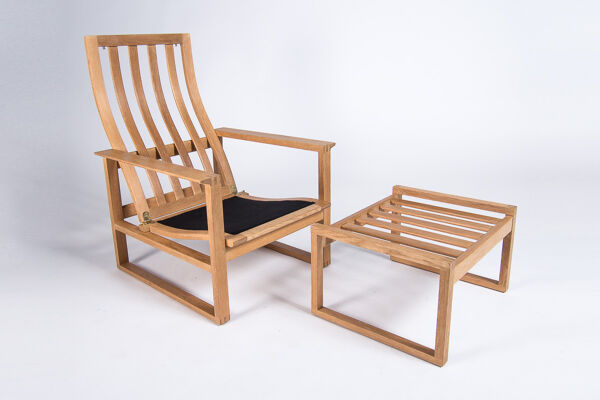 fauteuil et repose-pied Borge Mogensen 2254 en chêne, Danemark, années 1950