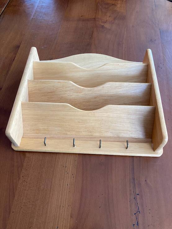 Wooden wall-mounted mail and key holder