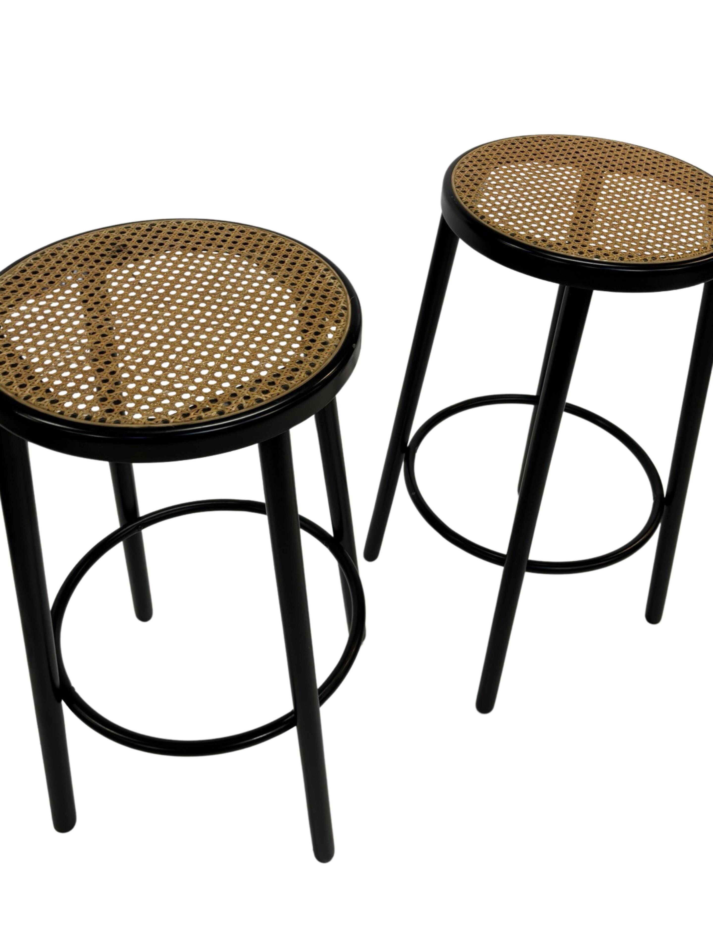 Set of four vintage bar stools - webbing Italian design