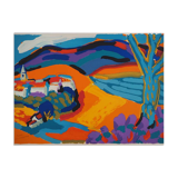 Pierre Ambrogiani: Village on the Hill, Original Signed Lithograph