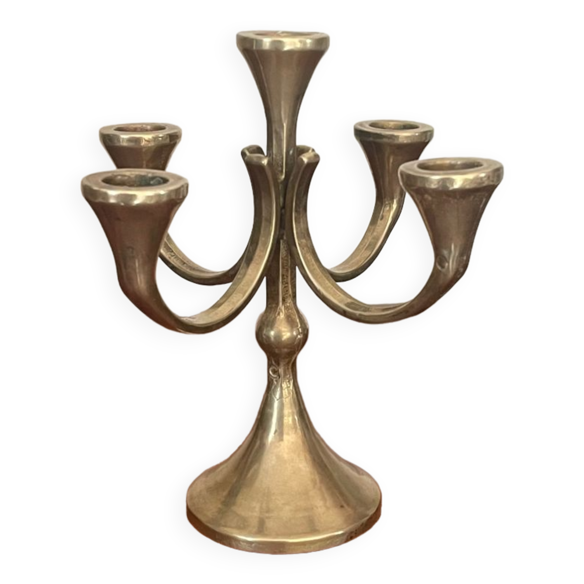 Brutalist solid brass candlestick