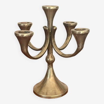 Brutalist solid brass candlestick
