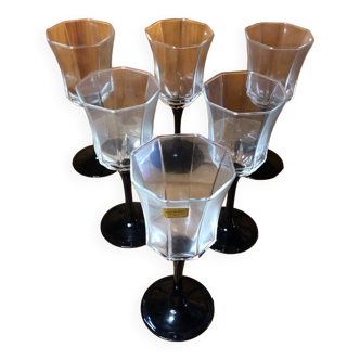 Series of 6 luminarc wine glasses verrerie d'arques esso france vintage