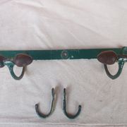 Wall coat rack in metal and old wood