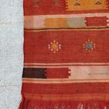 Orange red ethnic carpet 140x82 cm
