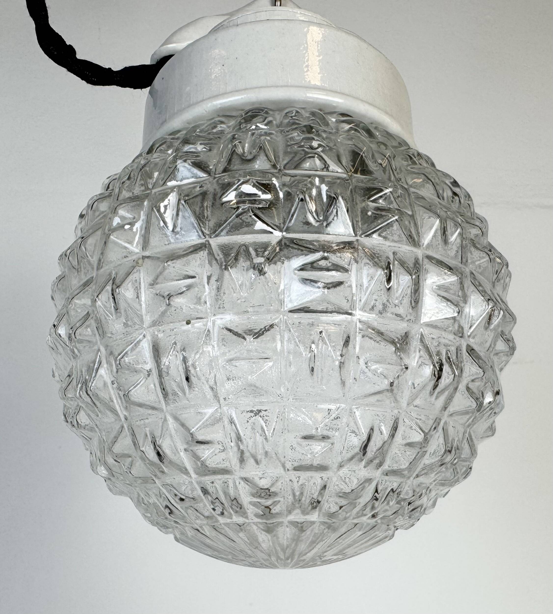 Vintage White Porcelain Pendant Light, 1970s