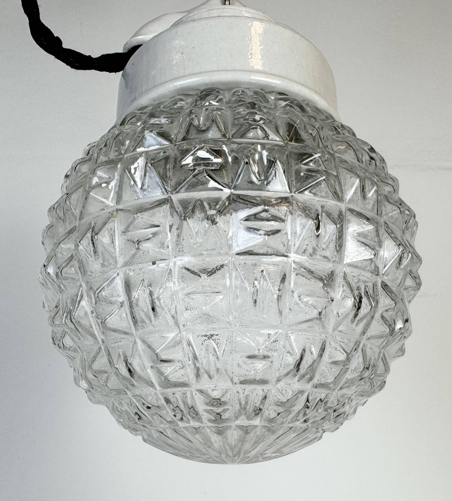 Vintage White Porcelain Pendant Light, 1970s
