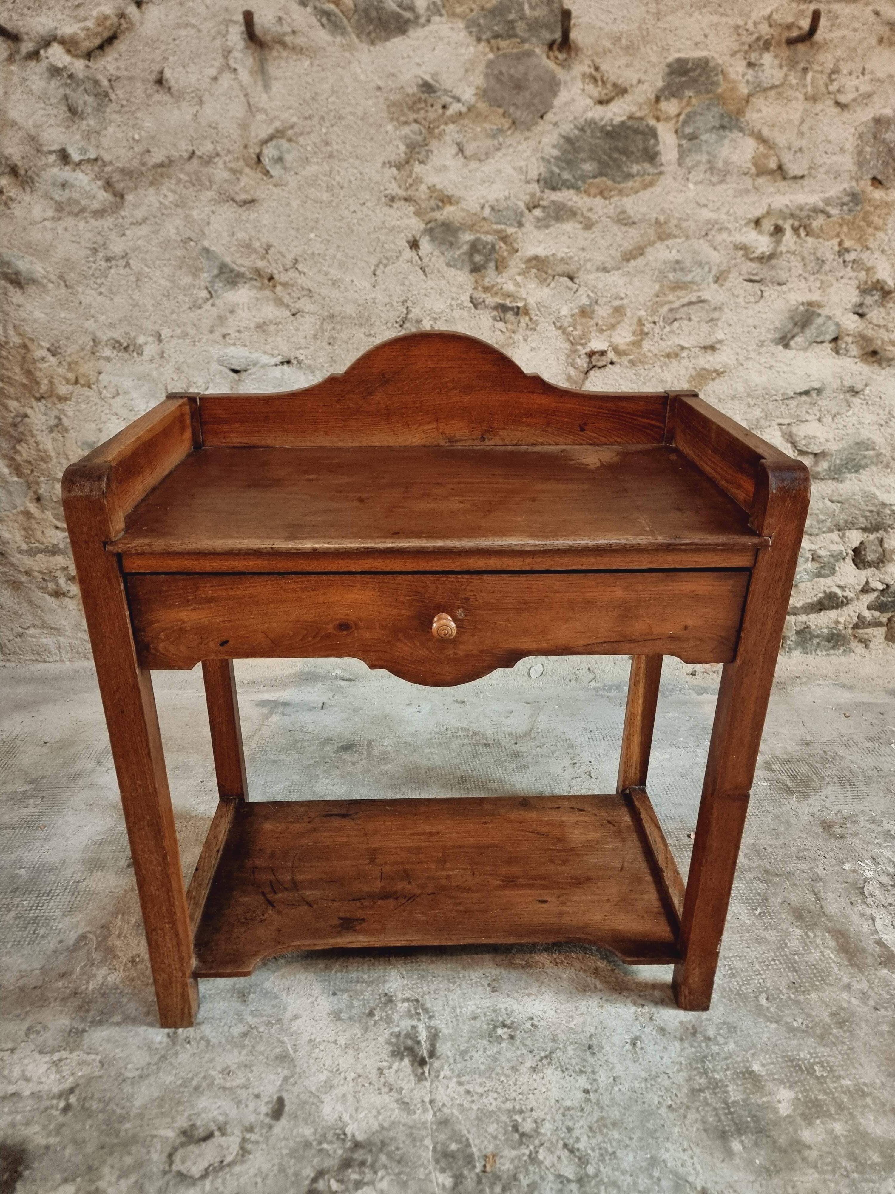 Antique Oak Washbasin Console – 1900-1920