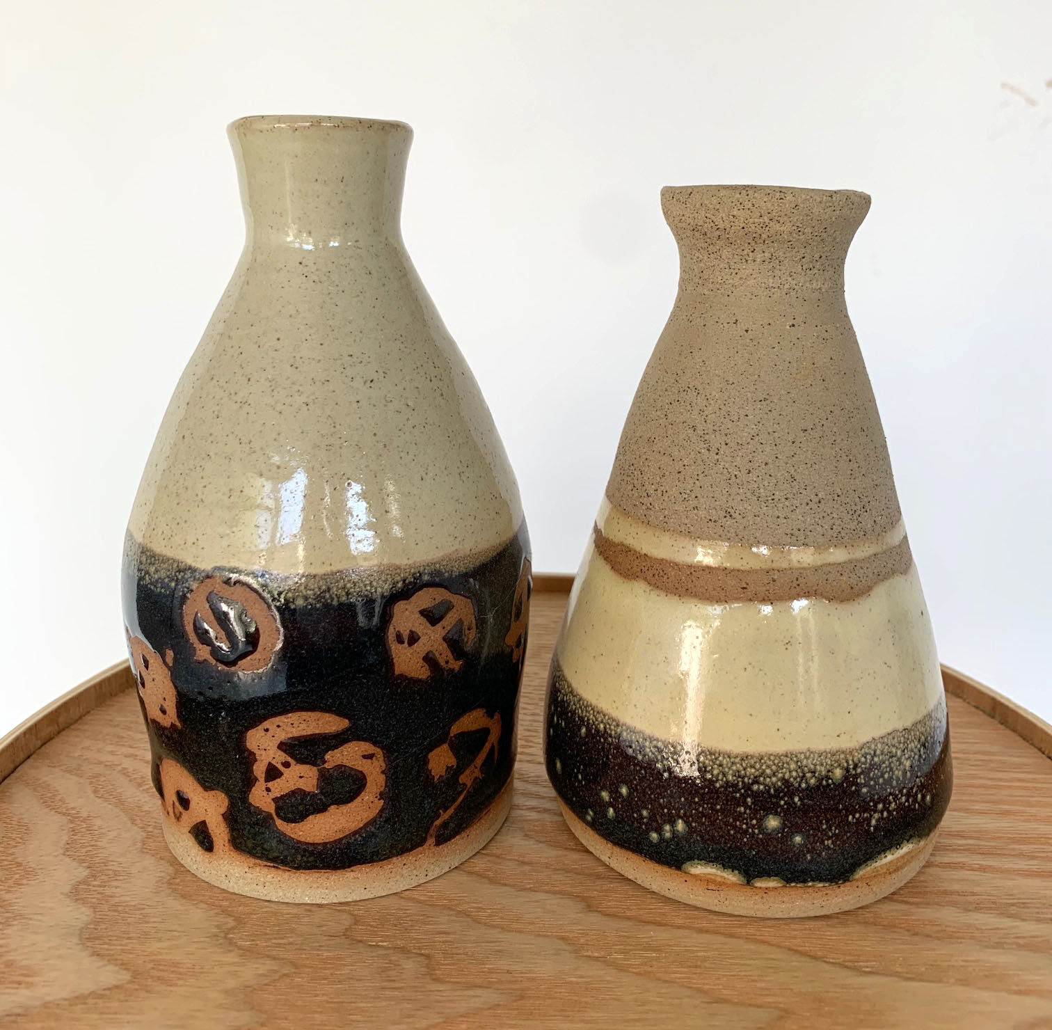 Artisanal sandstone form bottles