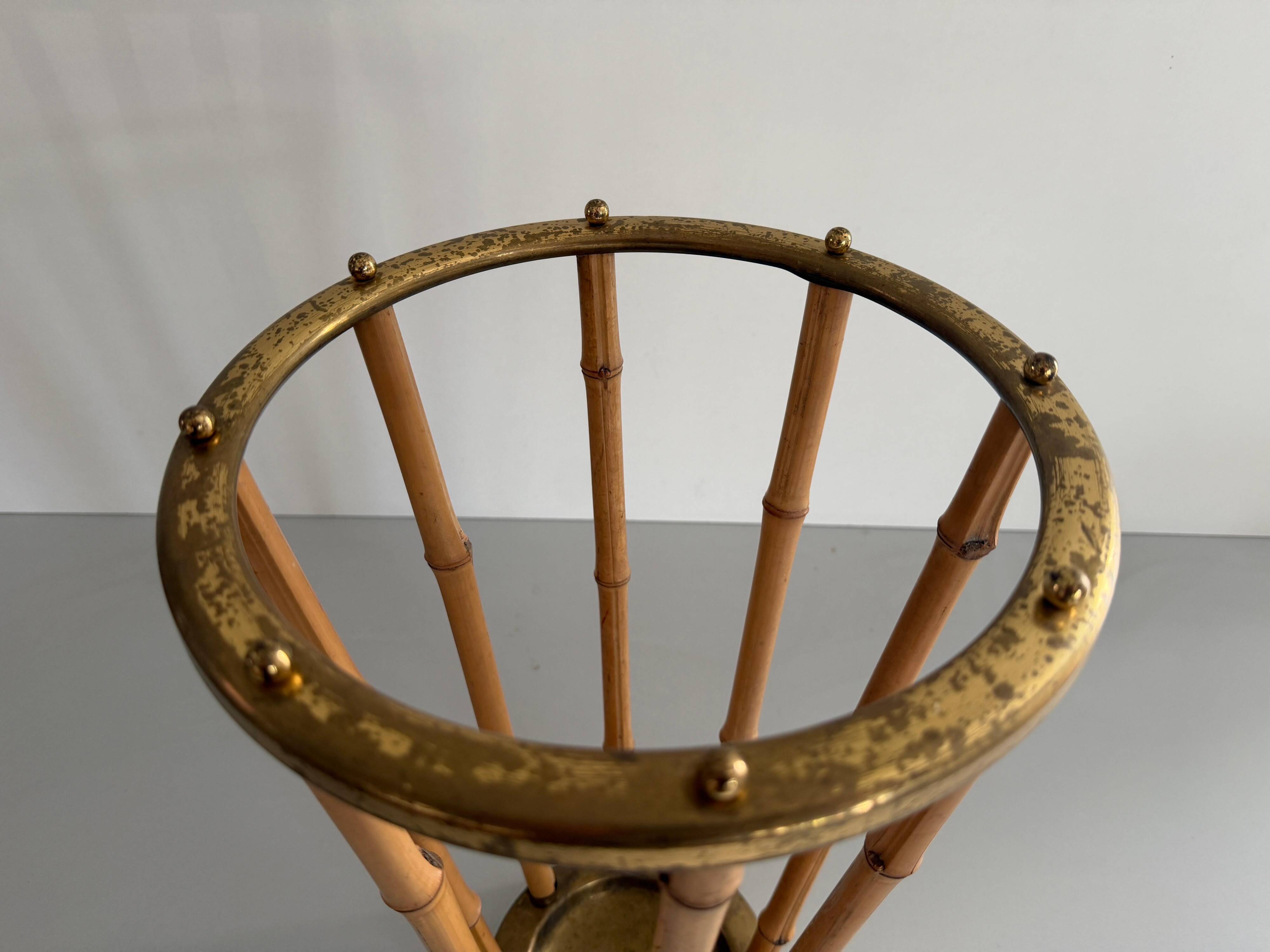 Bamboo and brass umbrella stand, 1960s, Germany