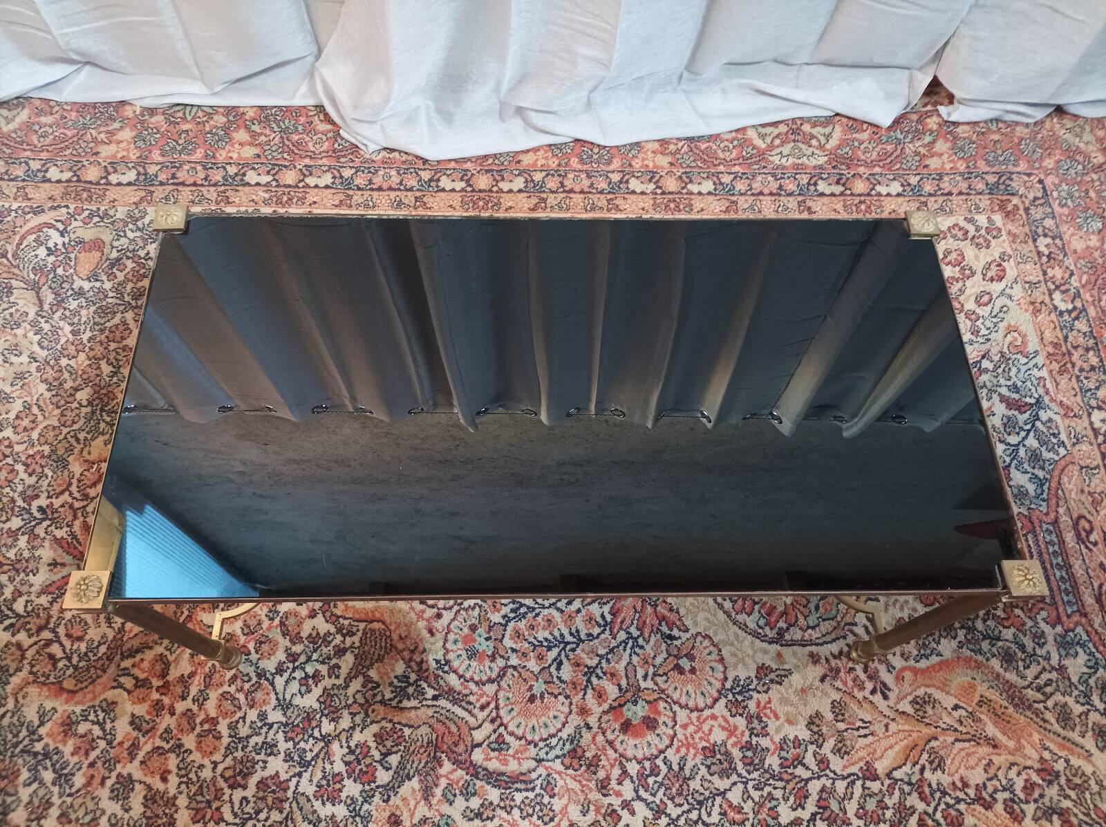 Vintage coffee table in brass and glass