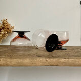 6 pink bowls with black stems