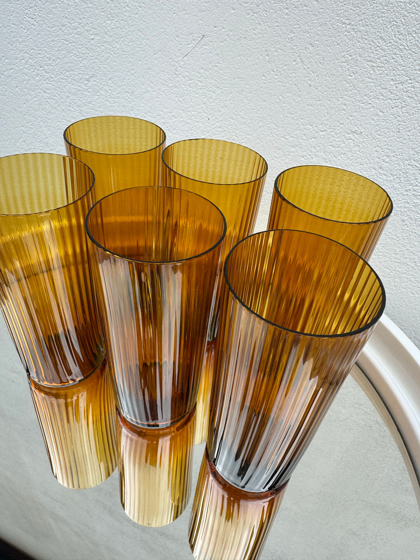 Verres ambrés soufflés années 60