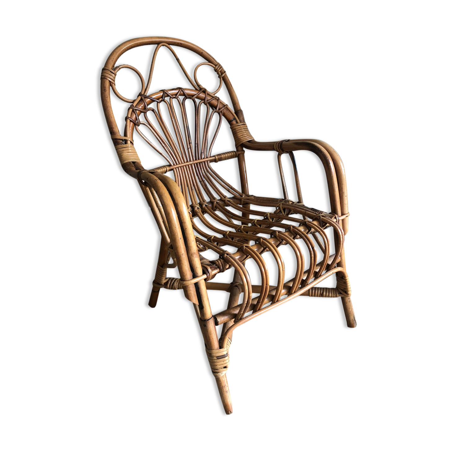 Chaise enfant vintage en rotin