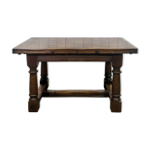 Table monastère anglaise avec allonges fin 19ème en orme et chêne