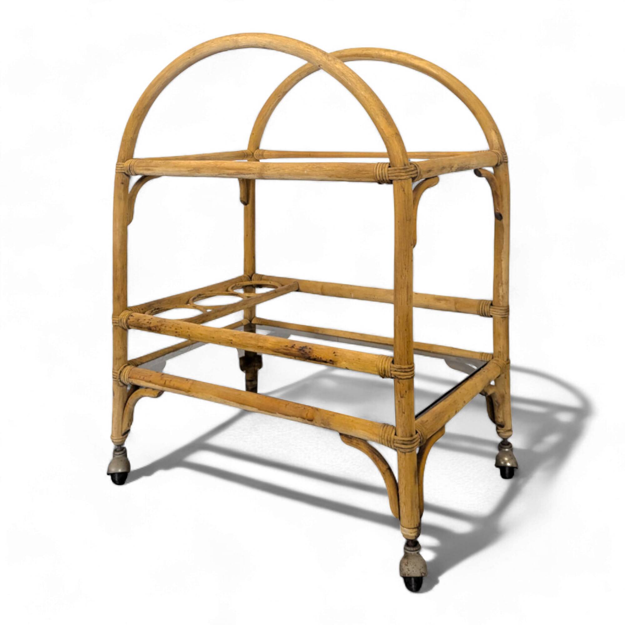 Vintage rattan serving trolley