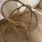 Fauteuil coquille en rotin