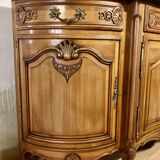 Buffet Louis XV en merisier – 4 portes, dessus marbre vert des Alpes
