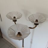 Floor lamp bronze brass lampshade glass paste
