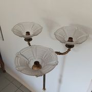 Lampadaire bronze laiton abat jour pâte de verre