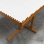 Rare set de 6 tables Baumann 1990, 80x120 et demi lune 120cm