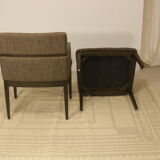 Pair of armchairs cube year 1960 fabric chiné brown color