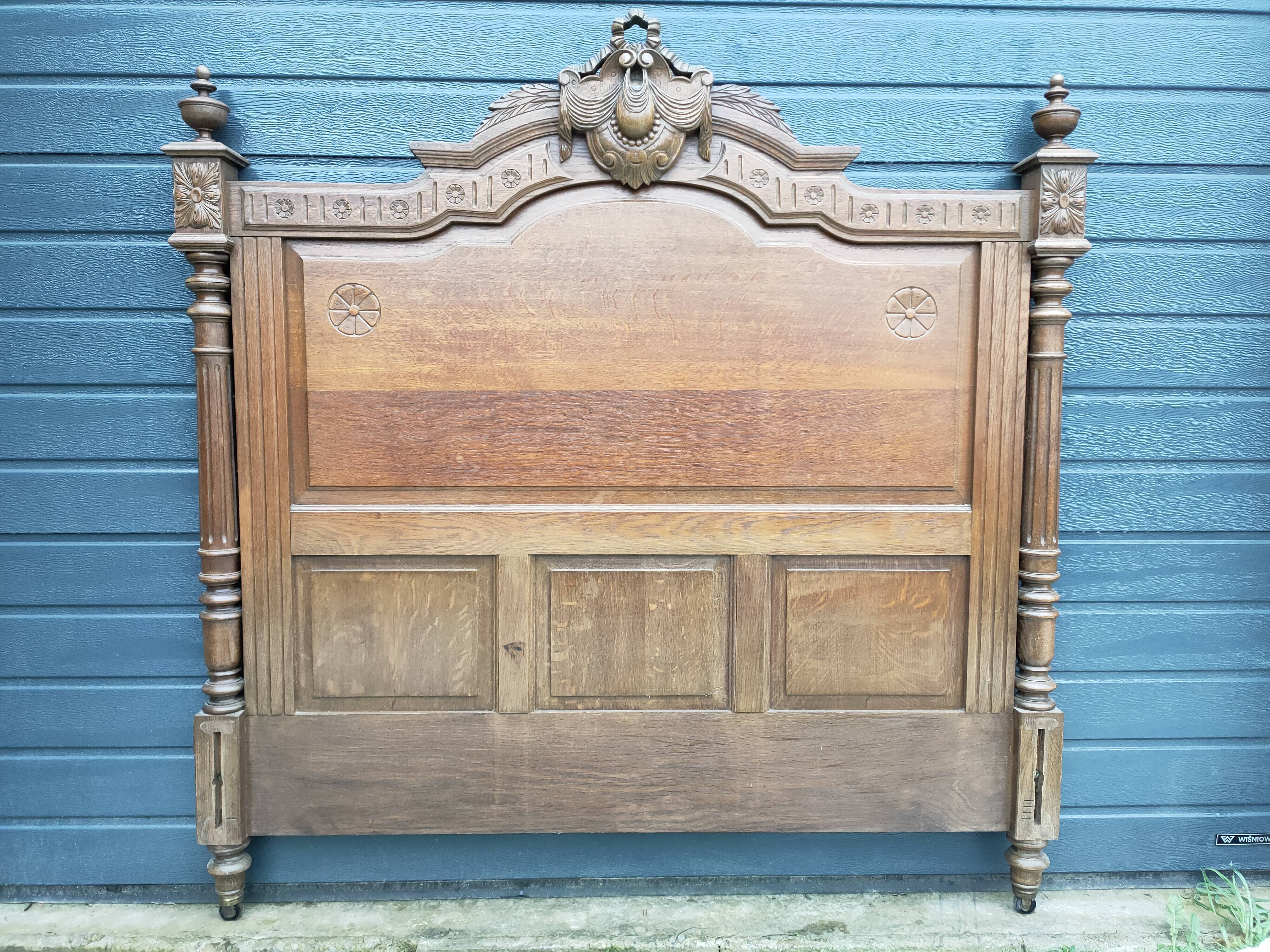 Antique headboard in solid oak