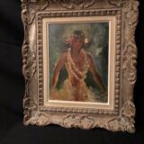 Peinture d'une tahitienne de vincente cristellys 1898-1970