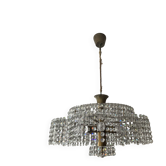 Lustre vintage en lucite et cascade de pampilles en cristal années 70