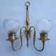 Two-light wall light gold with antique crystal globes