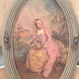 Pair of anonymous romantic paintings with oval views