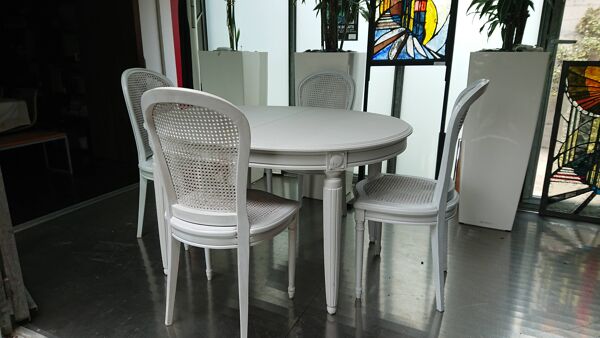Table art deco rallonge campagne avec chaises gris libéron 1900 XIX 1930 art deco