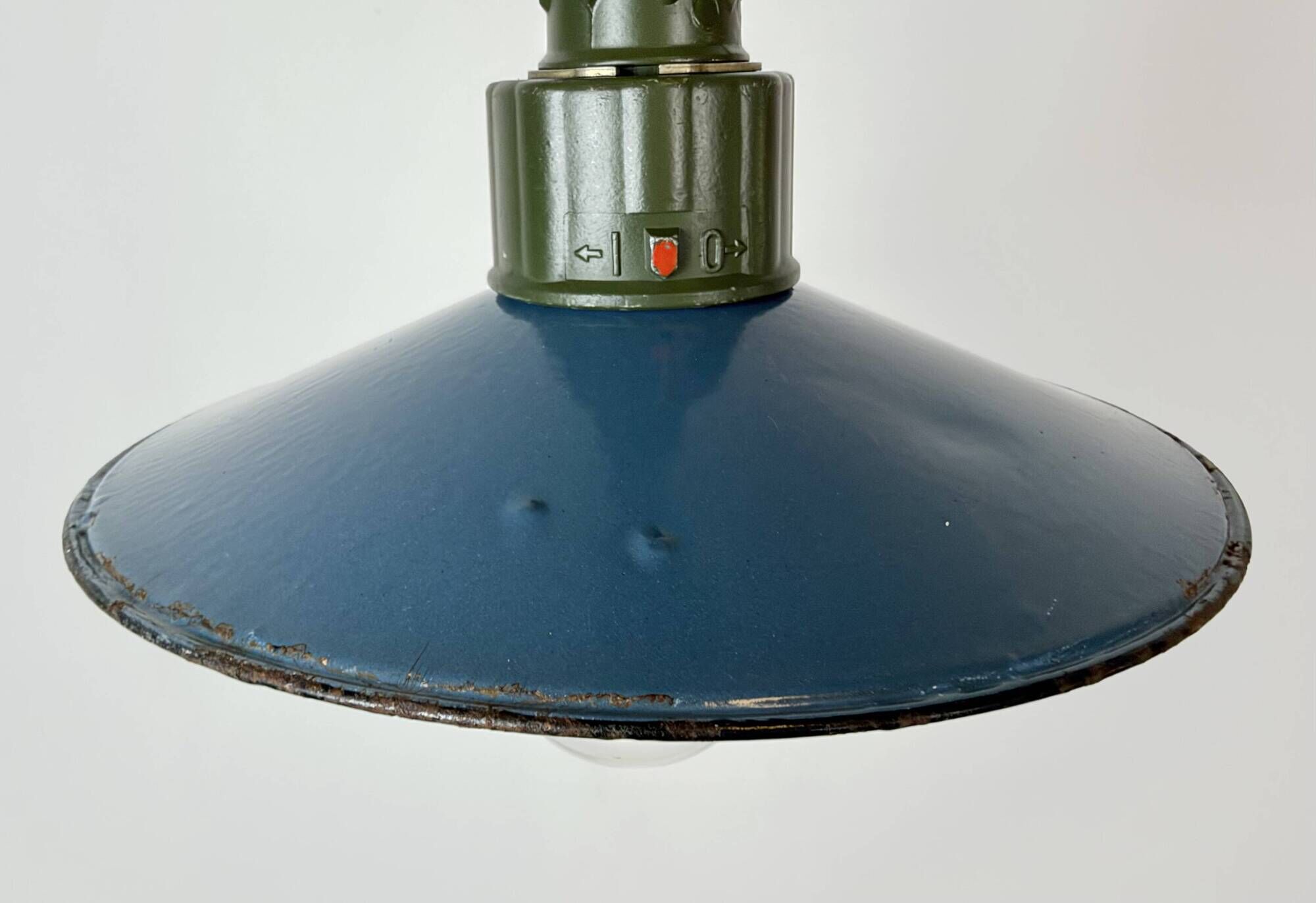 Industrial Blue Enamel Military Pendant Lamp with Cast Aluminium Top, 1960s
