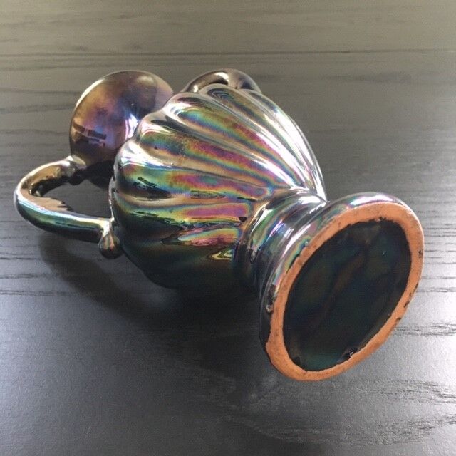 Iridescent black baroque vase