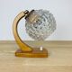 Lampe scandinave arc bois courbé globe verre ciselé