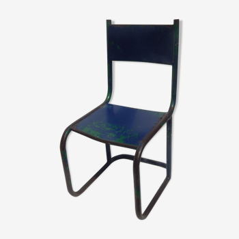 Chaise enfant bleu metal ancienne