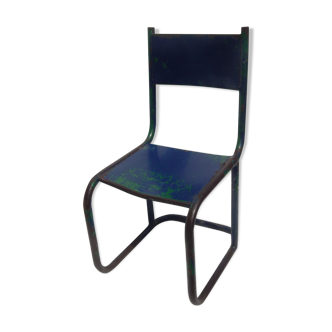Old metal blue children's chair