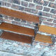 Vintage wood and metal shelves, designer storage.