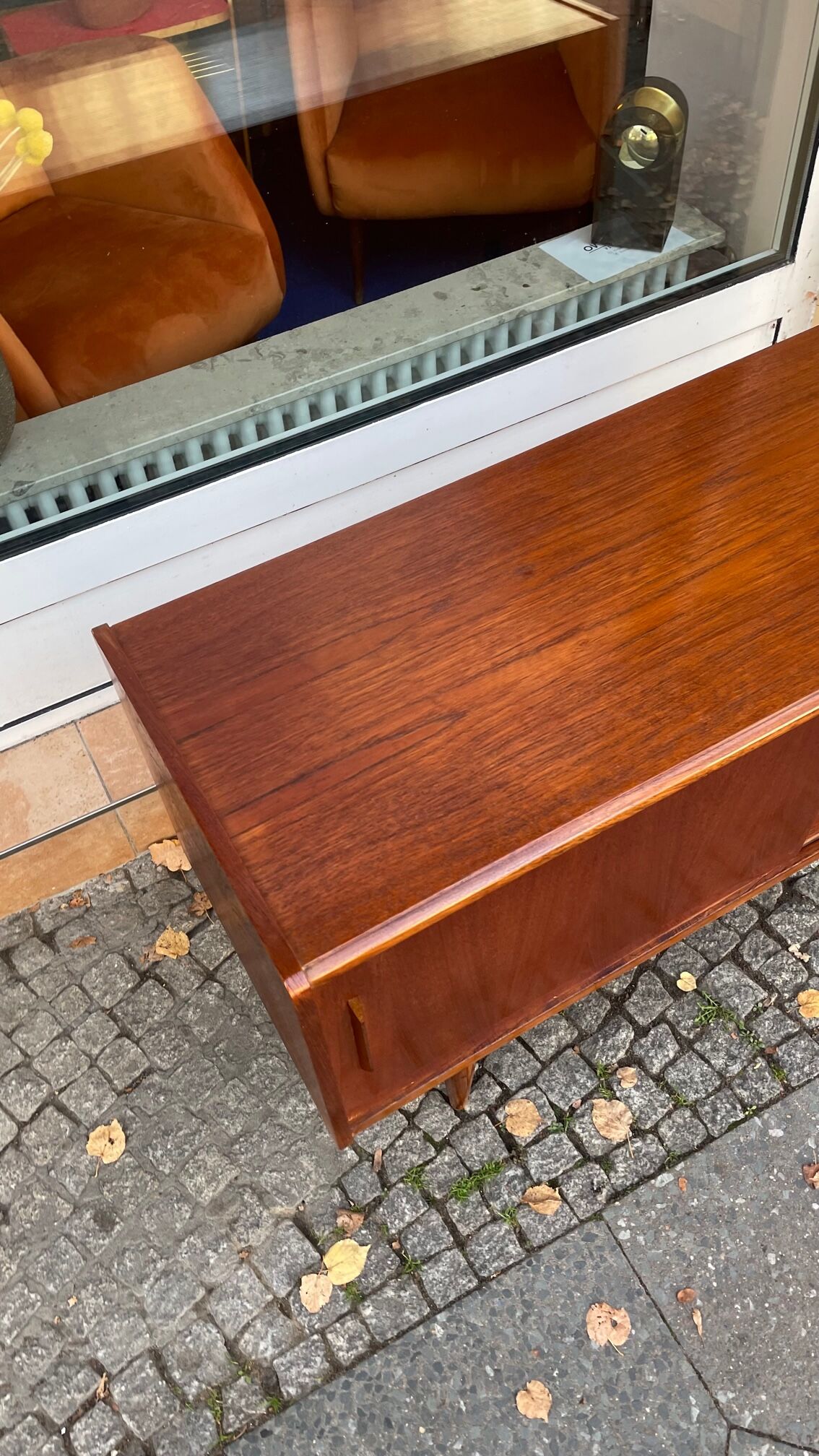 Sideboard two sliding teak doors 60s