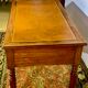 Antique desk, 4 drawers, gilded leather with small irons