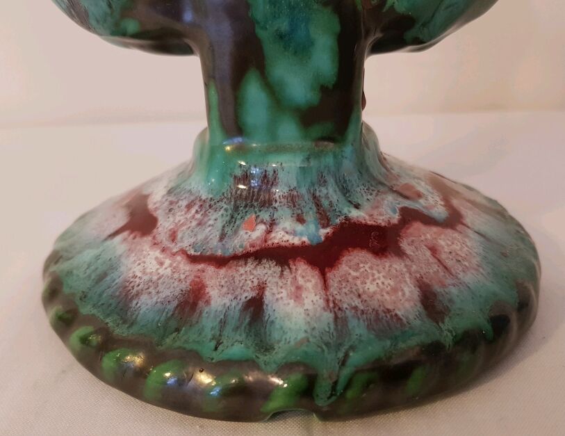 Candlestick two branches of longwy 60's ceramic