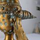 Large Longobard Gilded Metal and Red Hammered Glass Table Lamp