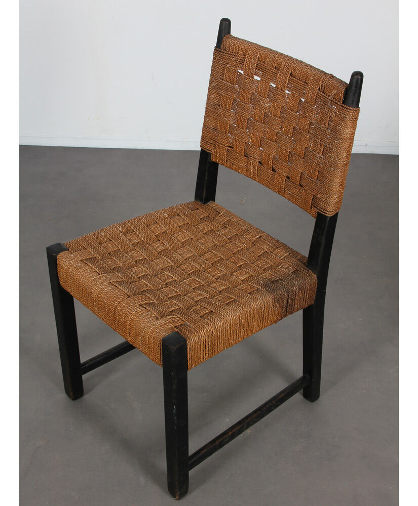 Suite 4 chaises vintage en bois, fabrication tchèque, 1950